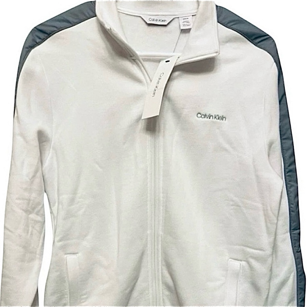 Calvin Klein Zip Up Jacket SM calvin klein ZipUp w/ Front Pockets WHITE & Gray
